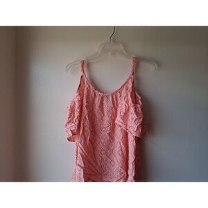 Torrid Coral Pink Geometric Cold Shoulder Top Size 1 Womens Rayon Short Sleeve